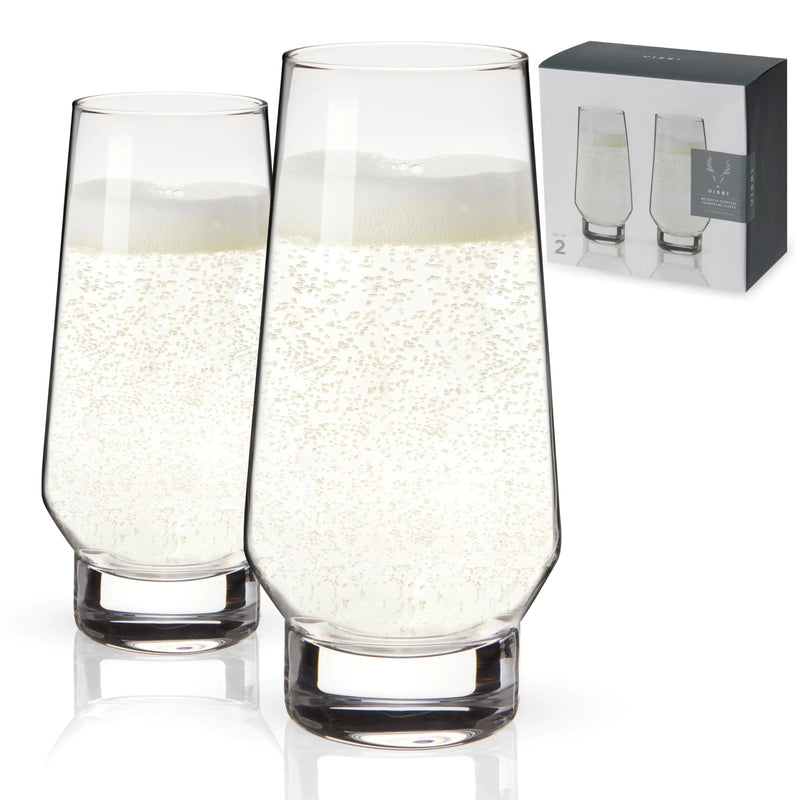 Viski Weighted Stemless Champagne Flutes
