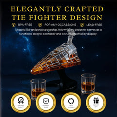 Galactic Command Cruiser Decanter Set | Handmade Glass | 17 Oz