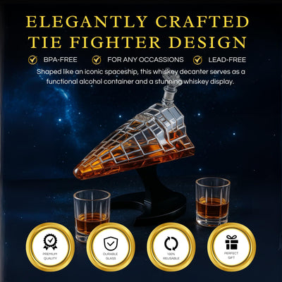 Galactic Command Cruiser Decanter Set | Handmade Glass | 17 Oz