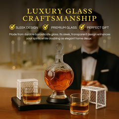 Soccer Whiskey Decanter Set with 2 Glasses & Holder Glasses