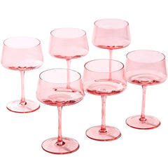 Pink Coupe Glasses Set of 6 - 13 oz