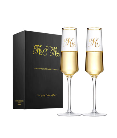 Mr and Mrs Wedding Champagne Flutes